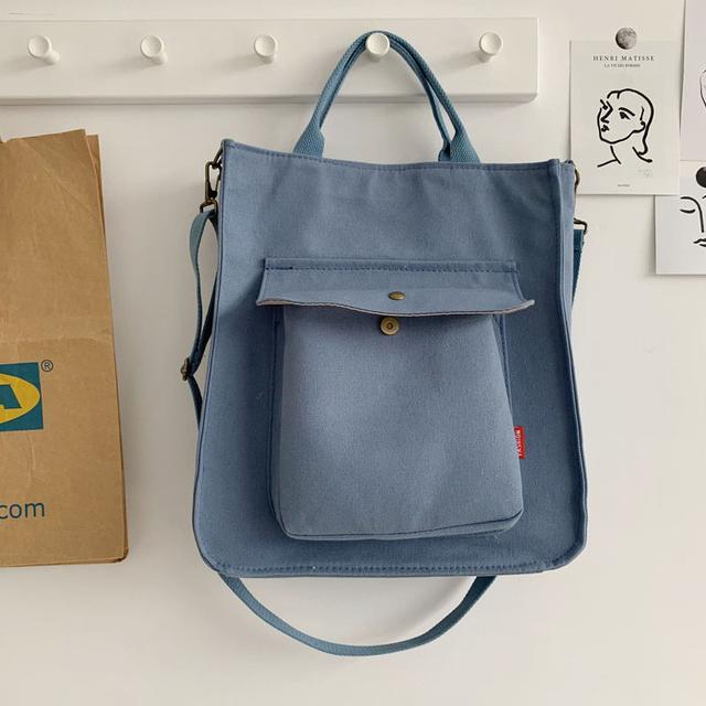 Corduroy Shoulder Bag Women Vintage Shopping Bags Zipper Girls Student Bookbag Handbags Casual Tote With Outside Pocket