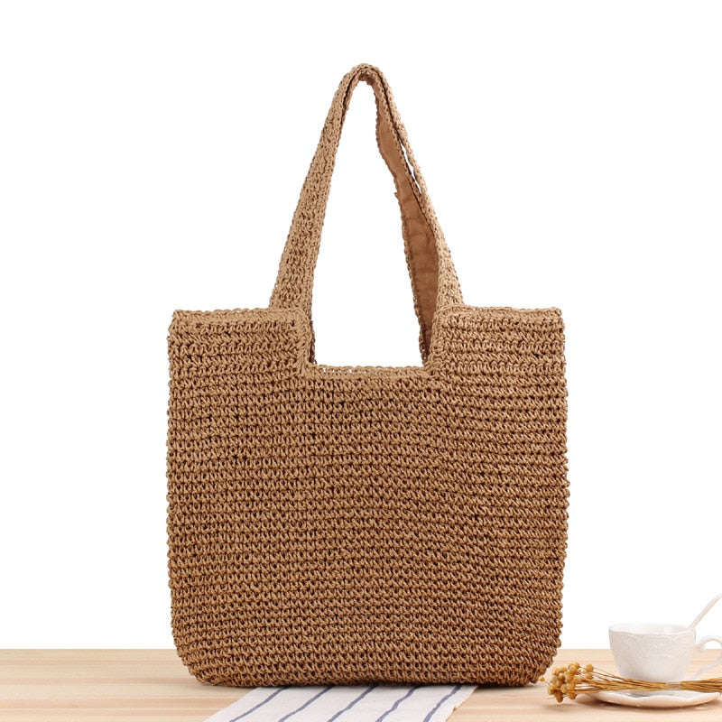 Fashion Straw Women Shoulder Bags Paper Woven Female Handbags Large Capacity Summer Beach Straw Bags Casual Tote Purses 2022