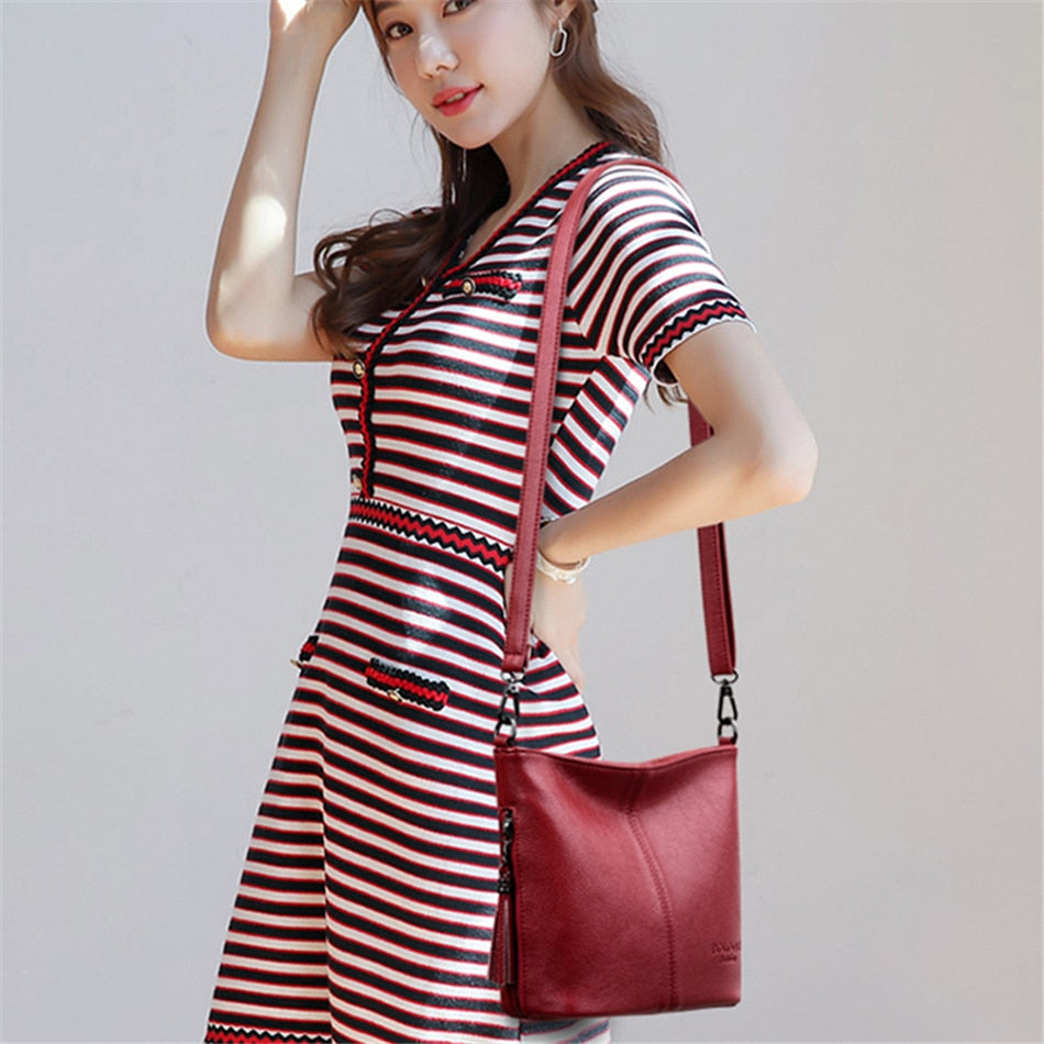 Genuien Leather Tassels Ladies Hand Crossbody Bags For Women Luxury Purses And Handbags Women Shoulder Bags Designer Bucket Sac