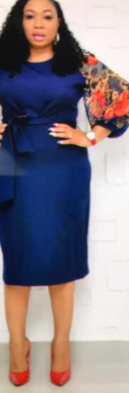 Long arm flowered dress