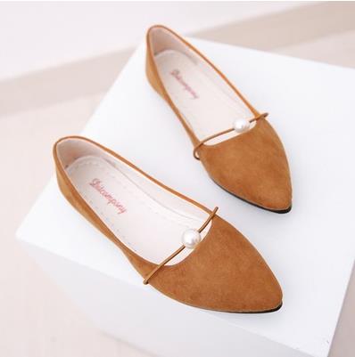 Shoes women spring 2018 new pearl shallow-mouthed chic single shoes 100 lap flat shoes Korean version 100 lap women's shoes