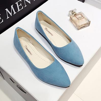 Shoes women spring 2018 new pearl shallow-mouthed chic single shoes 100 lap flat shoes Korean version 100 lap women's shoes