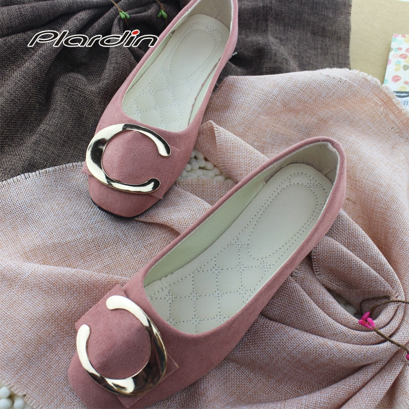 Plardin 2019 Fashion Flock Women's Flats For New Summer Slip-On Round Toe Casual Flat Shoes Basic ballet Shoes Woman Size Plus