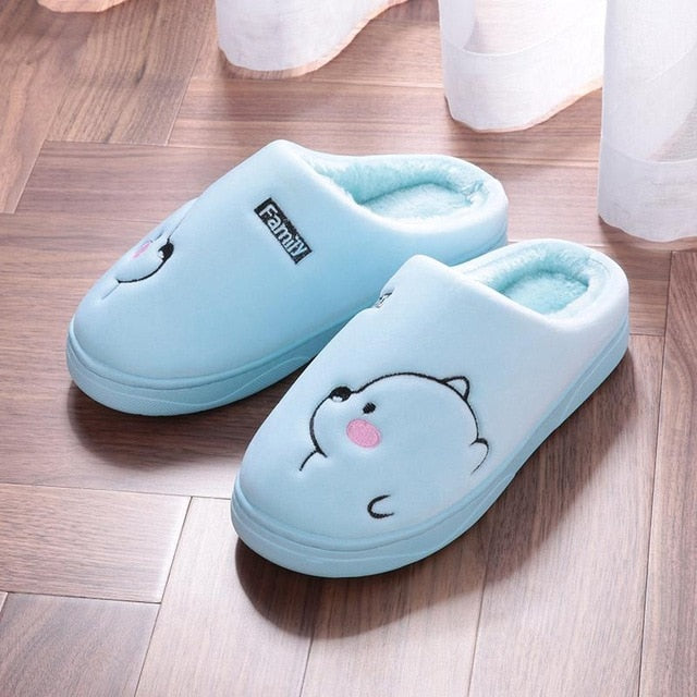 Cartoon Bear s Winter Women SlipperFashion Animal Home Fur Slippers Slip On Warm House Shoes Men Women Lovers Indoor Shoes