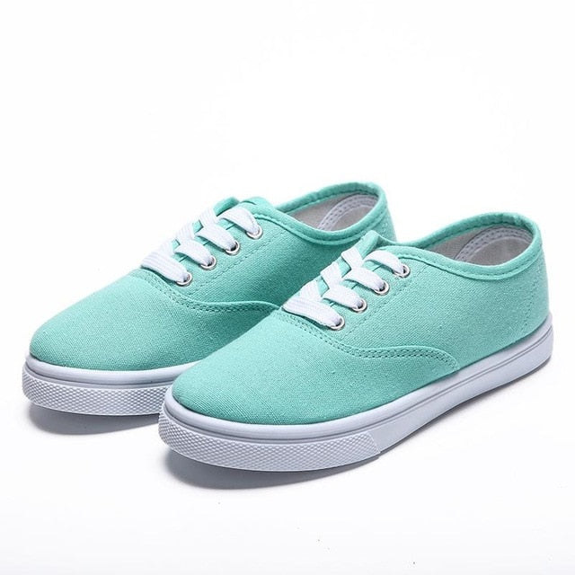 Woman Sneakers Shoes Canvas White Sneakers Casual Fashion Solid Color Flats Breathable For Woman 43 size 7479
