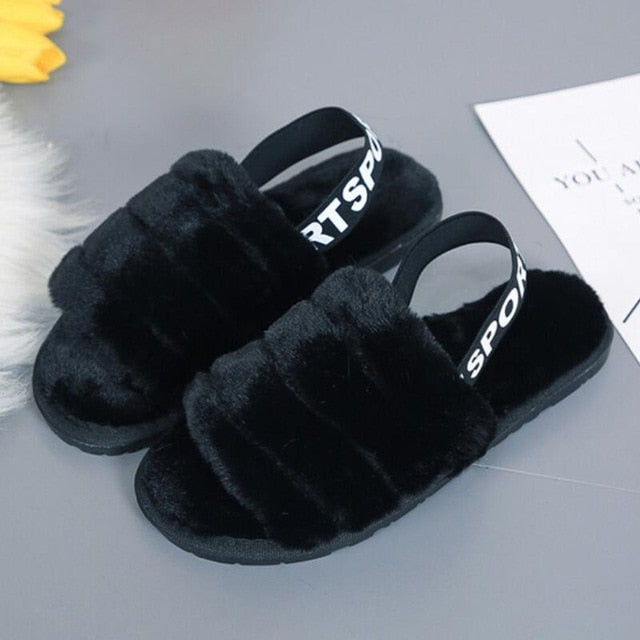 Fluffy Slippers Women Winter Shoes Fur Slipper Indoor Home Shoes Ladies Flat Sandals Pantoffels Dames Zapatos Mujer