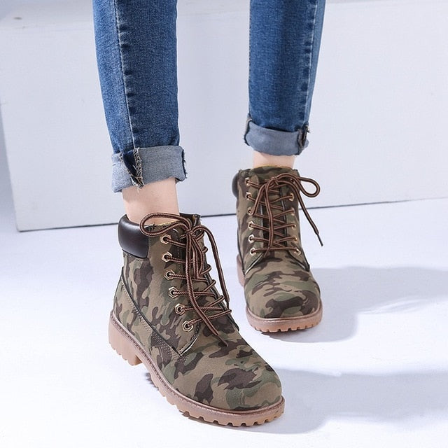 Lace-up ankle boots for women 2019 new fashion warm winter boots women solid square heel shoes woman plus size zapatos de mujer