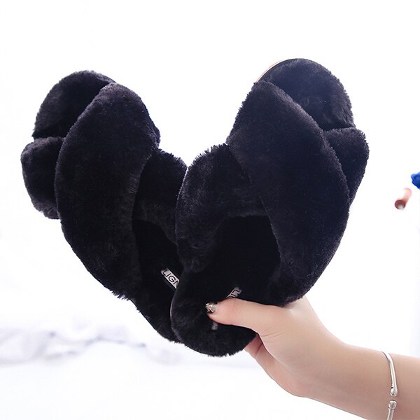 Women Slippers Indoor Shoes Winter Soft Home Slippers Plush Warm Non-slip Fur Shoes Flat Casual Female