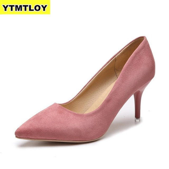 Plus Size 35-44 Shoes Woman High Heels Pumps 8cm Tacones Pointed Toe Stilettos Talon Femme Sexy Ladies Wedding Leopard