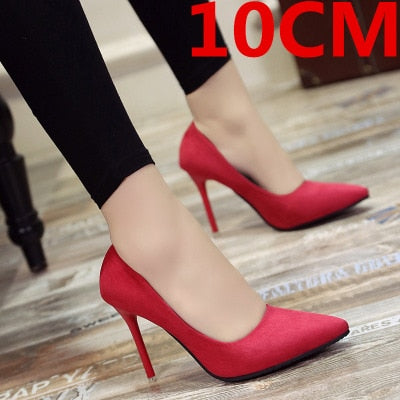 Cresfimix women casual suede 8cm high heels lady cute party high heel female office comfortable heel shoes