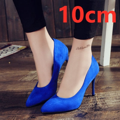 Cresfimix women casual suede 8cm high heels lady cute party high heel female office comfortable heel shoes