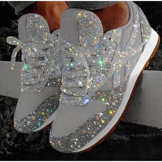 2019 autumn luxury shoes women designers sneakers flat lace-up platform for women breathable mesh glitter sneakers