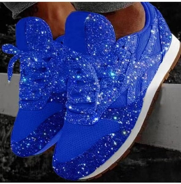 2019 autumn luxury shoes women designers sneakers flat lace-up platform for women breathable mesh glitter sneakers
