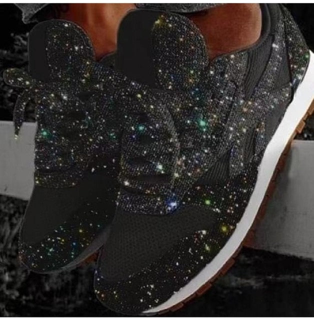 2019 autumn luxury shoes women designers sneakers flat lace-up platform for women breathable mesh glitter sneakers