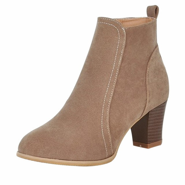 Women Ankle Boot 2019 Fashion Suede Leather Boots High Heel Ladies Shoes Ankle Boots Women Shoes Zapatos De Mujer