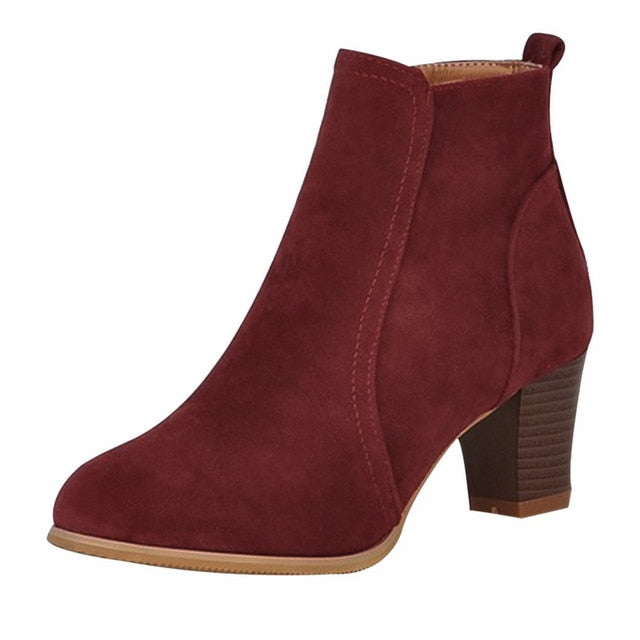 Women Ankle Boot 2019 Fashion Suede Leather Boots High Heel Ladies Shoes Ankle Boots Women Shoes Zapatos De Mujer