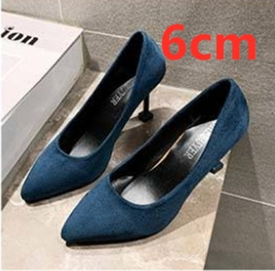 Cresfimix women casual suede 8cm high heels lady cute party high heel female office comfortable heel shoes