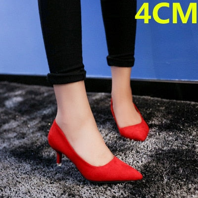 Cresfimix women casual suede 8cm high heels lady cute party high heel female office comfortable heel shoes