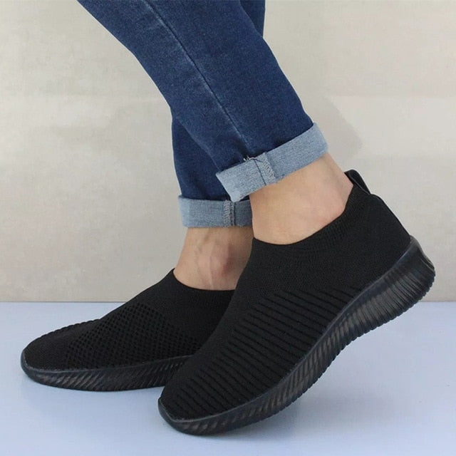 Summer Sneakers For Women Knitted Vulcanized Shoes Sock Sneakers Slip On tenis feminino Mesh Breathable Trainers Zapatos Mujer