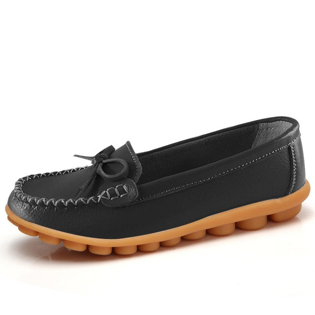 Fashion Women Flats Leather Shoes Women Moccasins Plus Size Ladies Shoes Flats Slip-On Women Loafers Boat Shoes Ballerina