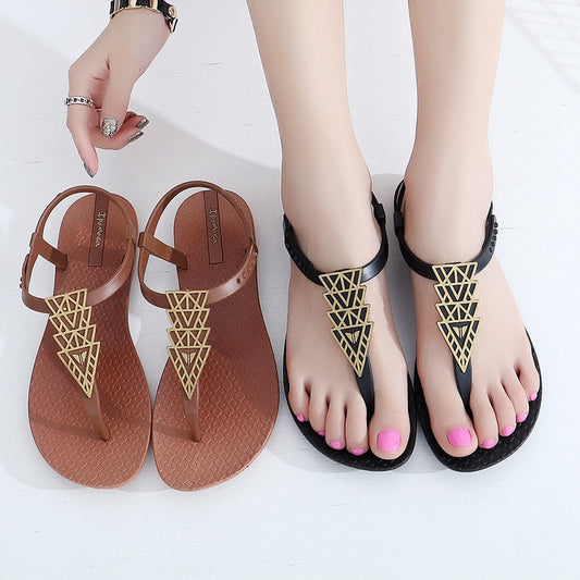 Ipomoea Women Sandals Flip Flops 2020 Summer Flat Shoes Woman Bohemian Sandals Ladies Vacation Beach Sandales Femme SH041401