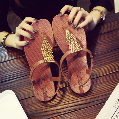Ipomoea Women Sandals Flip Flops 2020 Summer Flat Shoes Woman Bohemian Sandals Ladies Vacation Beach Sandales Femme SH041401