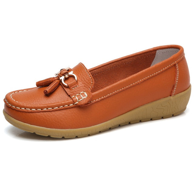 2020 New Women Shoes Loafers Genuine Leather Women Flats Slip On Women's Loafers Spring Flats Female Moccasins Shoes Plus Size