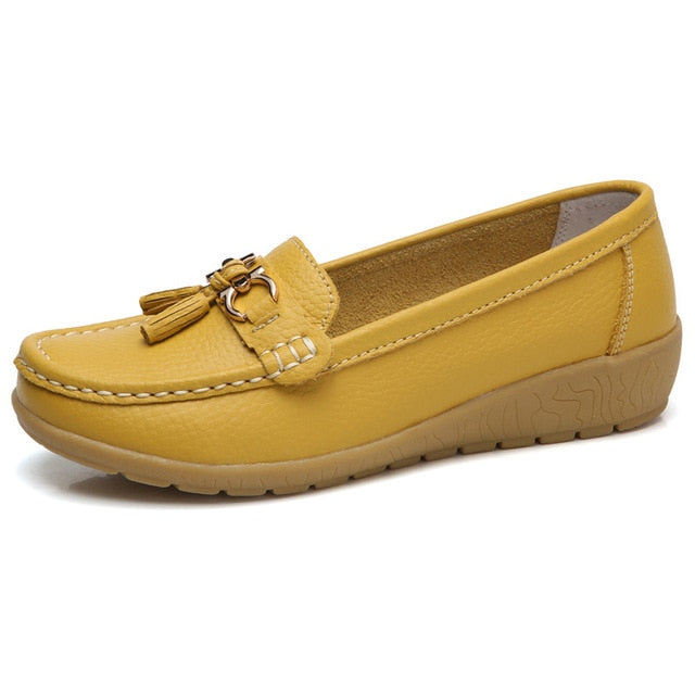 2020 New Women Shoes Loafers Genuine Leather Women Flats Slip On Women's Loafers Spring Flats Female Moccasins Shoes Plus Size