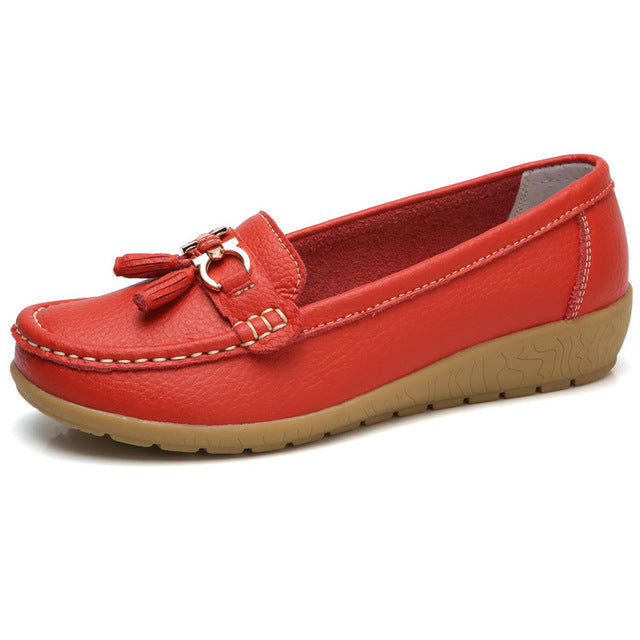 2020 New Women Shoes Loafers Genuine Leather Women Flats Slip On Women's Loafers Spring Flats Female Moccasins Shoes Plus Size