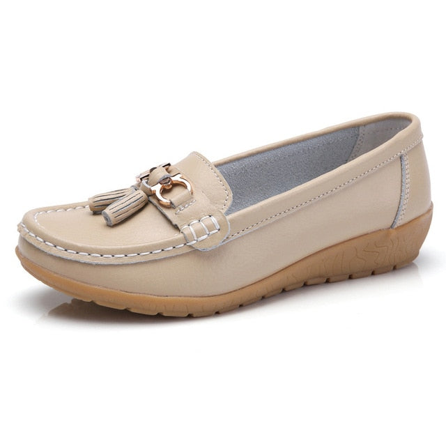2020 New Women Shoes Loafers Genuine Leather Women Flats Slip On Women's Loafers Spring Flats Female Moccasins Shoes Plus Size