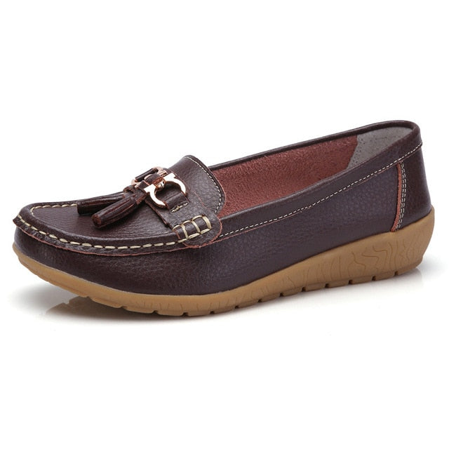 2020 New Women Shoes Loafers Genuine Leather Women Flats Slip On Women's Loafers Spring Flats Female Moccasins Shoes Plus Size