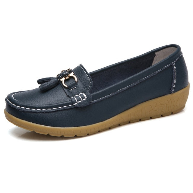2020 New Women Shoes Loafers Genuine Leather Women Flats Slip On Women's Loafers Spring Flats Female Moccasins Shoes Plus Size