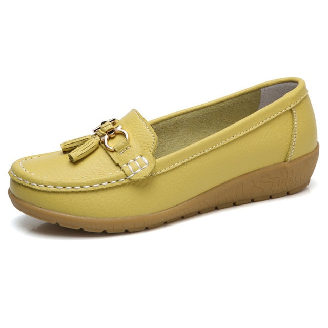 2020 New Women Shoes Loafers Genuine Leather Women Flats Slip On Women's Loafers Spring Flats Female Moccasins Shoes Plus Size