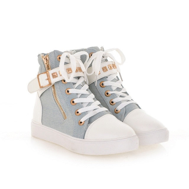 Canvas shoes woman 2020 new women shoes fashion zipper wedge women sneakers high help solid color ladies shoes tenis feminino