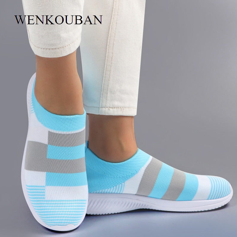 Women Vulcanized Shoes Fashion Winter Sneakers Ladies Casual Mesh Socks ShoesBasket Femme Slip-On Trianers Tenis Feminino 2020
