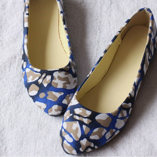 Flower Print Women Shoes Woman Ballerinas Large Size 42 Womens Loafers Ladies Shoes Ballet Women Flats Zapatos Mujer WSH2223
