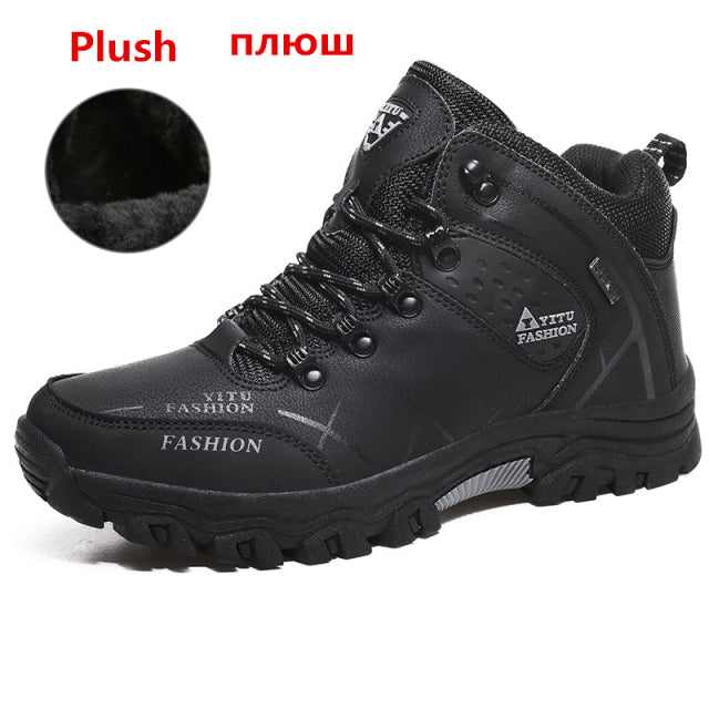 MIXIDELAI Men Boots Winter With Plush Warm Snow Boots Casual Men Winter Boots Work Shoes Men Footwear Fashion Ankle Boots 39-47