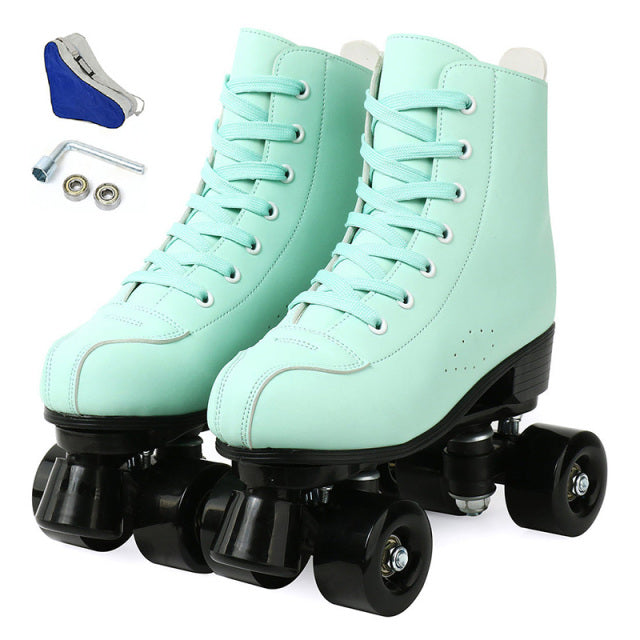 5 Colors Adult PU Leather Roller Skates Skating Shoes Sliding Inline Quad Skates Sneakers Training Europe Size 4 Wheels Flash