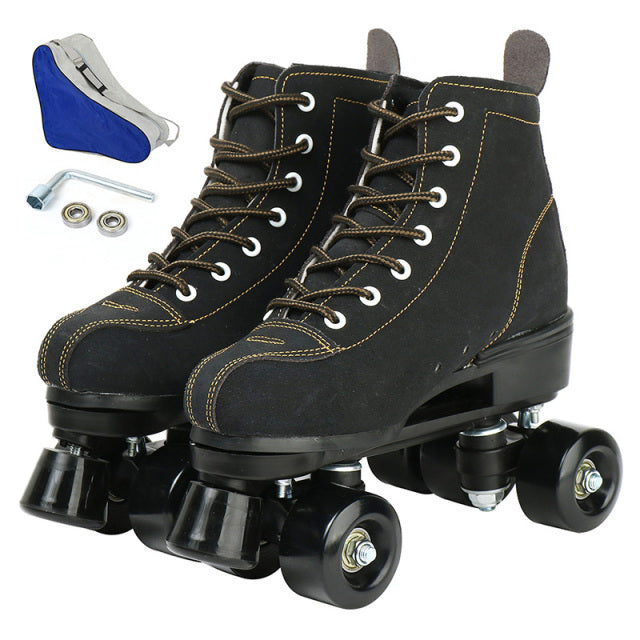 5 Colors Adult PU Leather Roller Skates Skating Shoes Sliding Inline Quad Skates Sneakers Training Europe Size 4 Wheels Flash