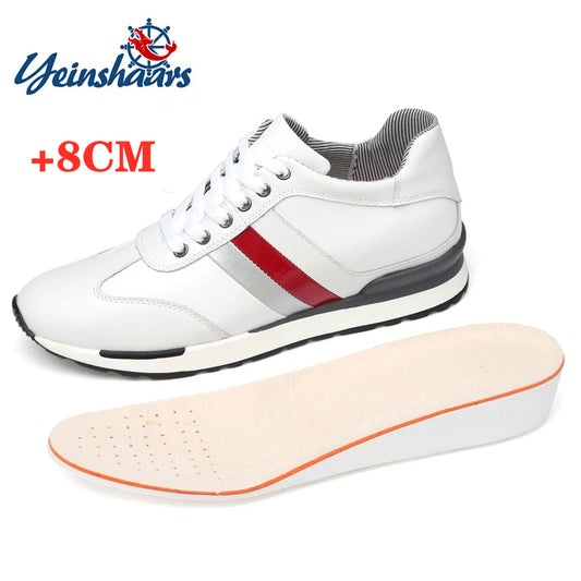 YEINSHAARS Elevator Shoes Men Sneakers Height Shoes Men Increase Shoes Increase 8CM Leather Sneakers Leather Shoes Tall Shoes