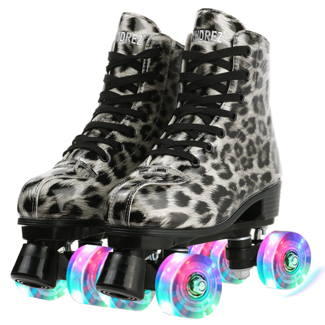 5 Colors Adult PU Leather Roller Skates Skating Shoes Sliding Inline Quad Skates Sneakers Training Europe Size 4 Wheels Flash
