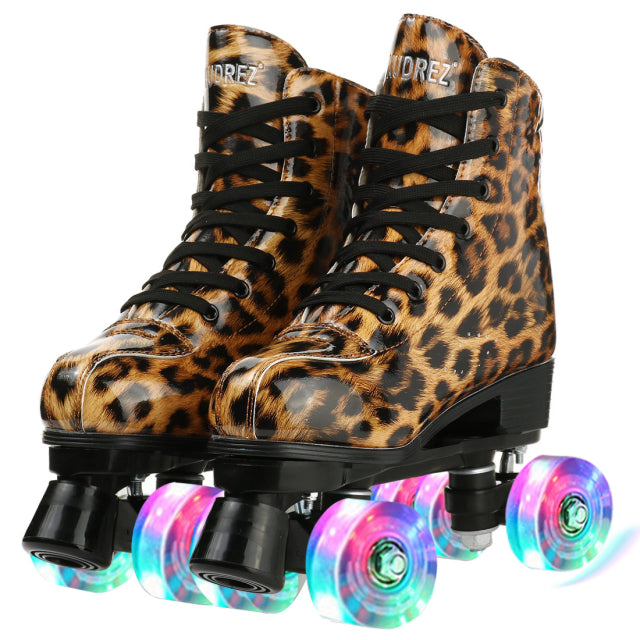 5 Colors Adult PU Leather Roller Skates Skating Shoes Sliding Inline Quad Skates Sneakers Training Europe Size 4 Wheels Flash