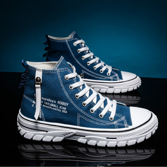 Fashion Men's Canvas Shoes High Top Flat Shoes for Men Blue Black Sneakers Board Shoes Espadrilles Canvas Sneakers Sneakers Men