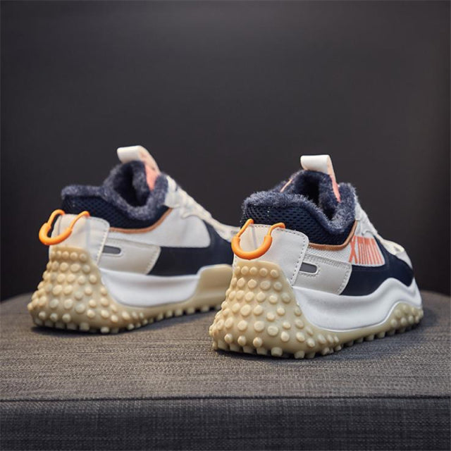 Fashion PU Leather + Mesh Breathable Women Casual Shoes Ladies Platform Sneakers Non-slip GYM Shoes Lace Up Sports Trainers