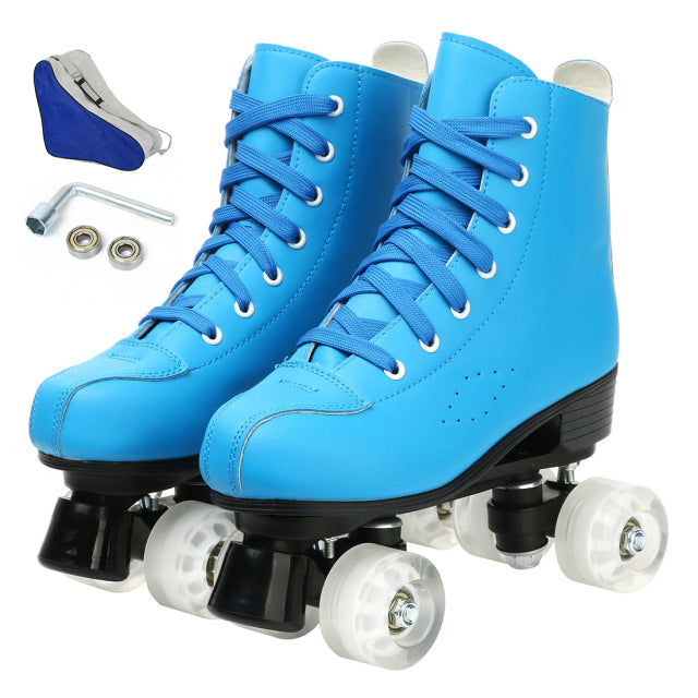5 Colors Adult PU Leather Roller Skates Skating Shoes Sliding Inline Quad Skates Sneakers Training Europe Size 4 Wheels Flash