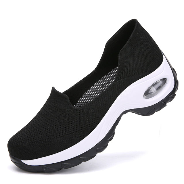 Breathable Knitted Women Sneakers Female Air Cushion Mesh Running Shoes Non-slip Light Lady Casual Shoes For Walking Working