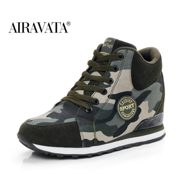 Womens Walking Shoes Plateform Wedge Heel Sneakers Camouflage Height Inceasing Non-Slip Casual Sneakers Plus Size 34-42