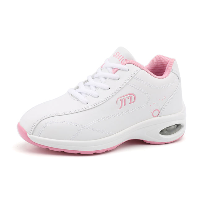 Genuine Leather Running Shoes Women Air Cushioning Sneakers White Casual Damping Non Slip Female Trainers Walking Sport Footwear