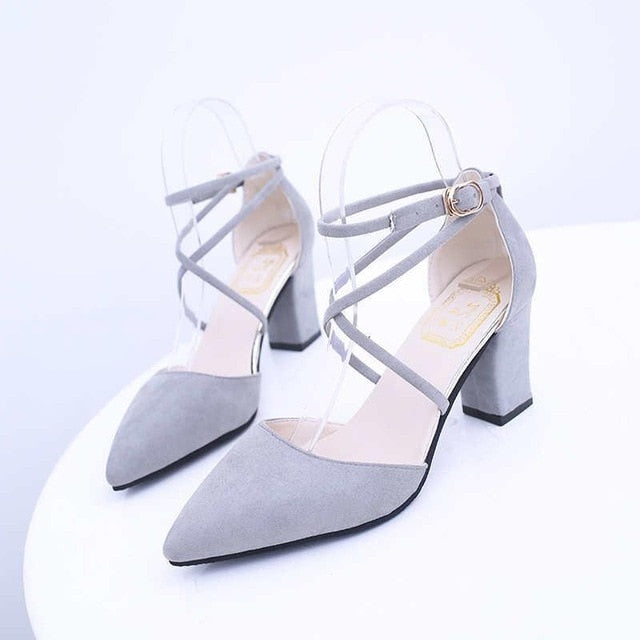 HOT SummerSandalias Femeninas High Heels Flock Pointed Sandals Sexy Female Summer Shoes Mujer Zapatos Mujer Pumps 2020