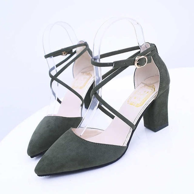 HOT SummerSandalias Femeninas High Heels Flock Pointed Sandals Sexy Female Summer Shoes Mujer Zapatos Mujer Pumps 2020